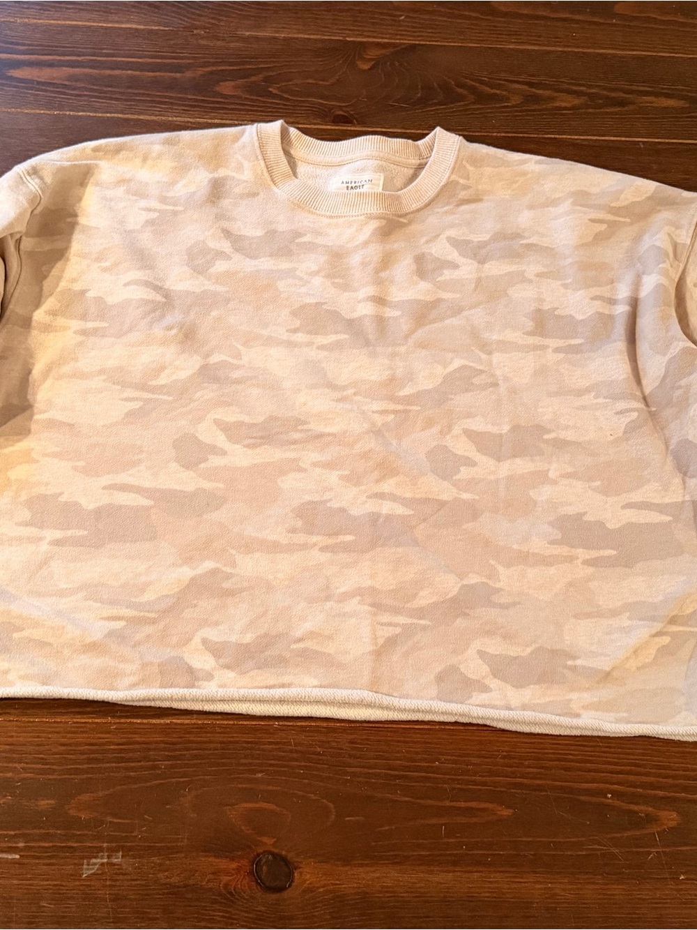NWOT American Eagle Outfitters Neutral Beige Camo Crewneck Sweatshirt